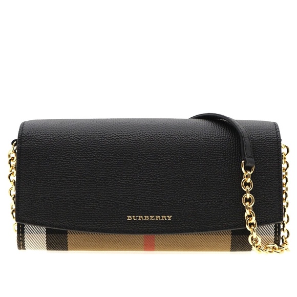 Burberry Henley Chain Crossbody House Check Black New - Picture 1 of 7